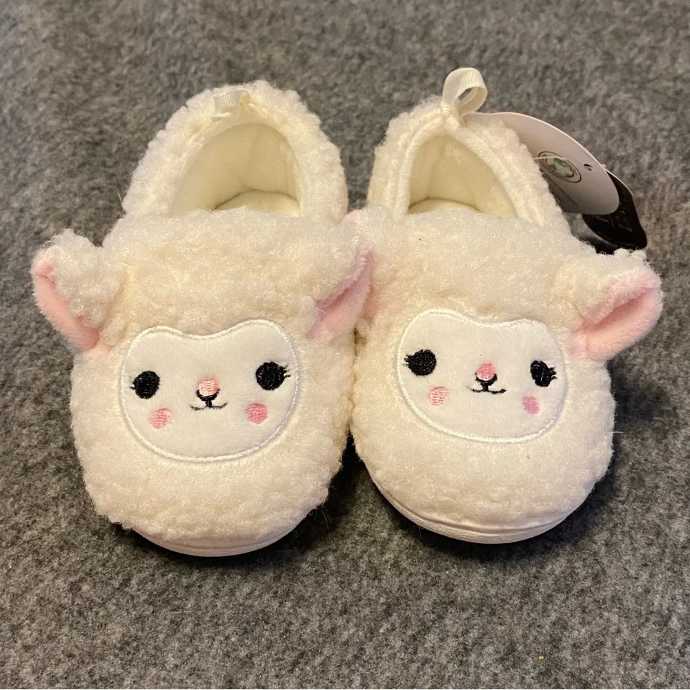 Wonder Nation Baby Slipper Lamb Size 6 White Slip On Fuzzy Soft New‎